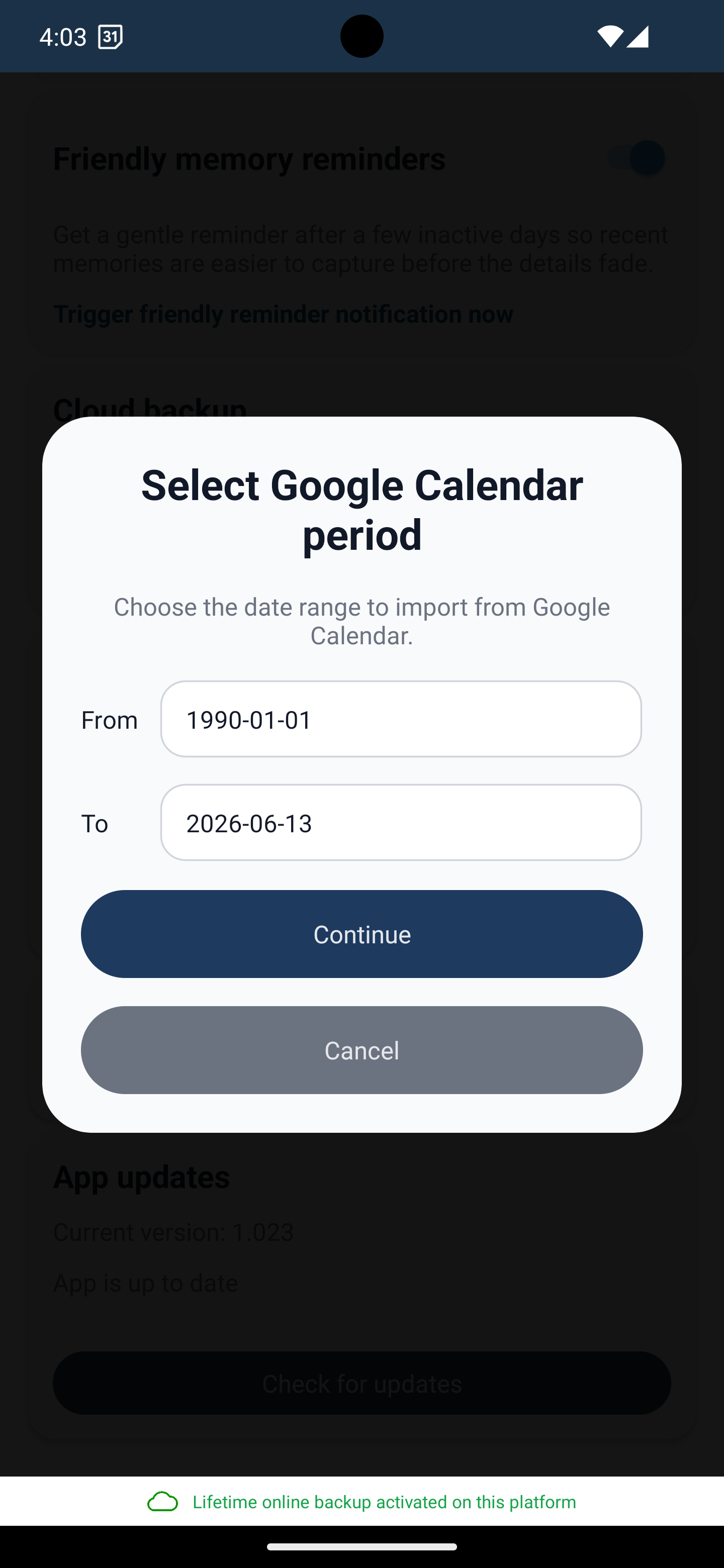 Import from Google Calendar