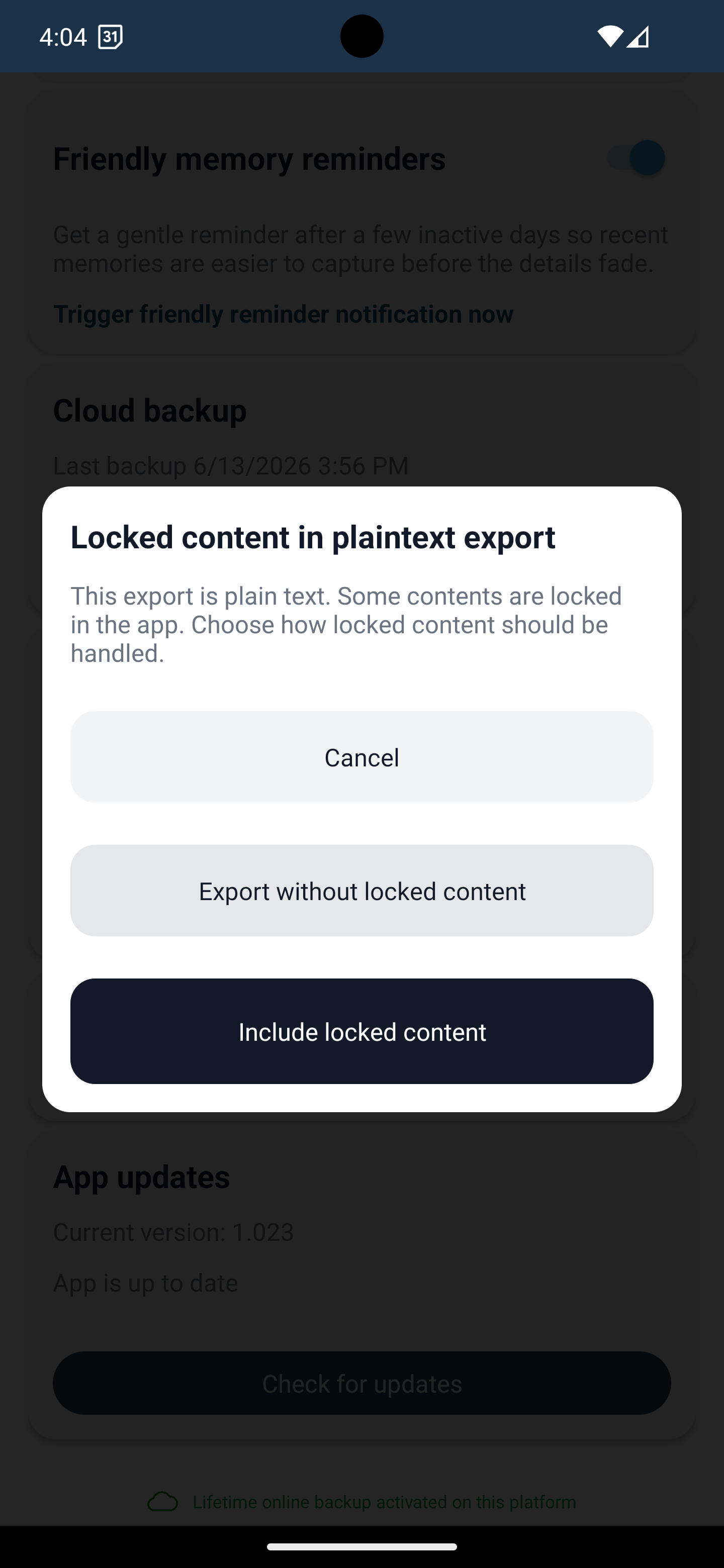Protected Export Confirmation