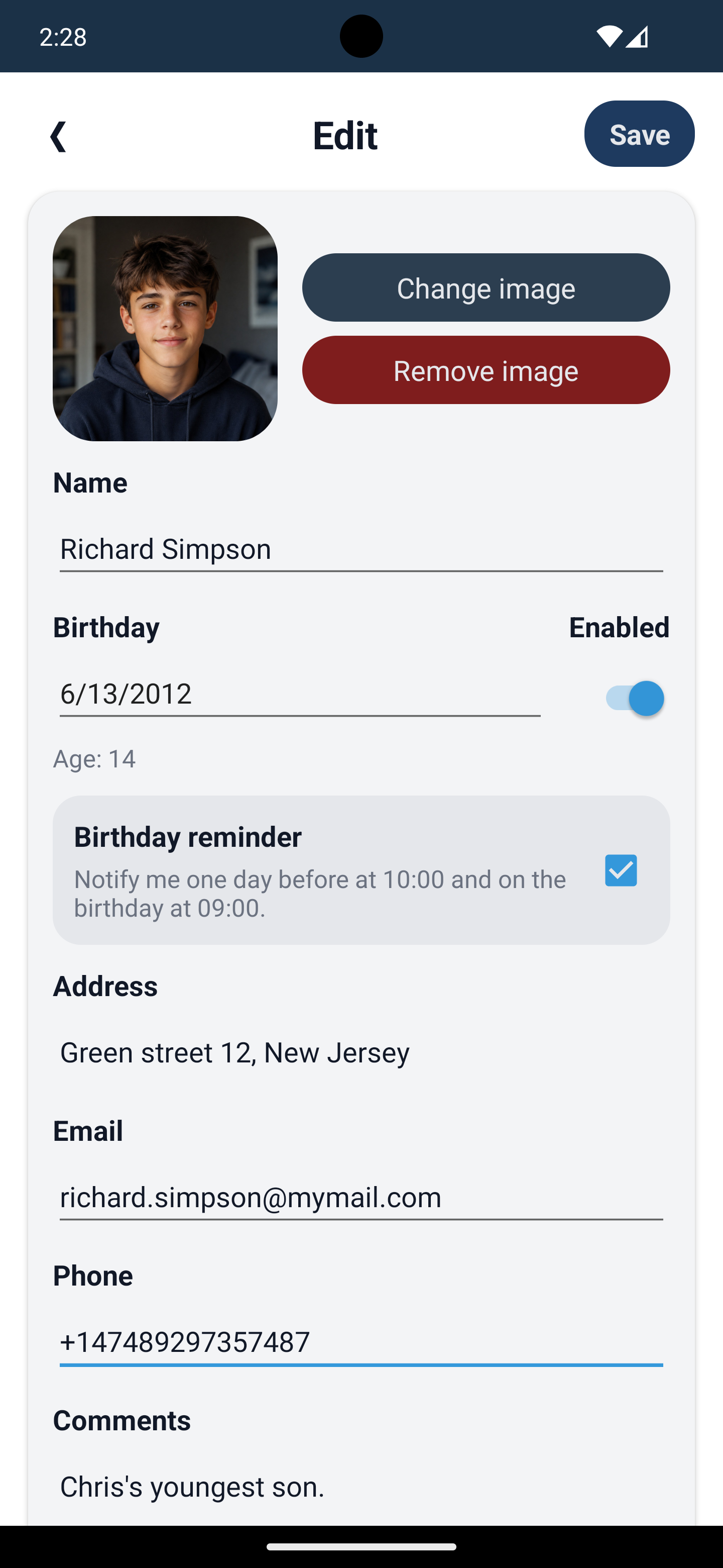 Person details