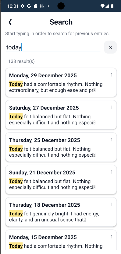 Search memories - Light mode
