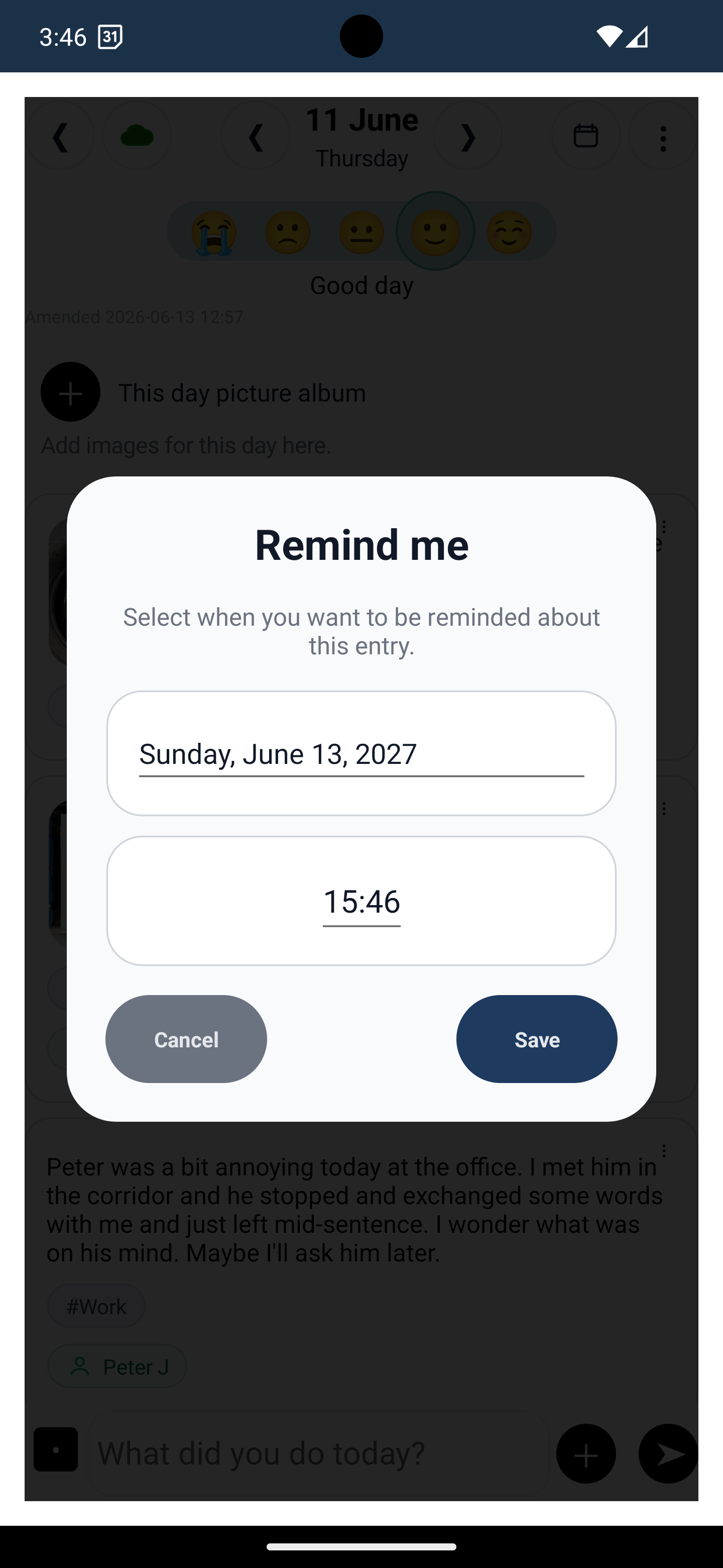 Reminders for Important Entries