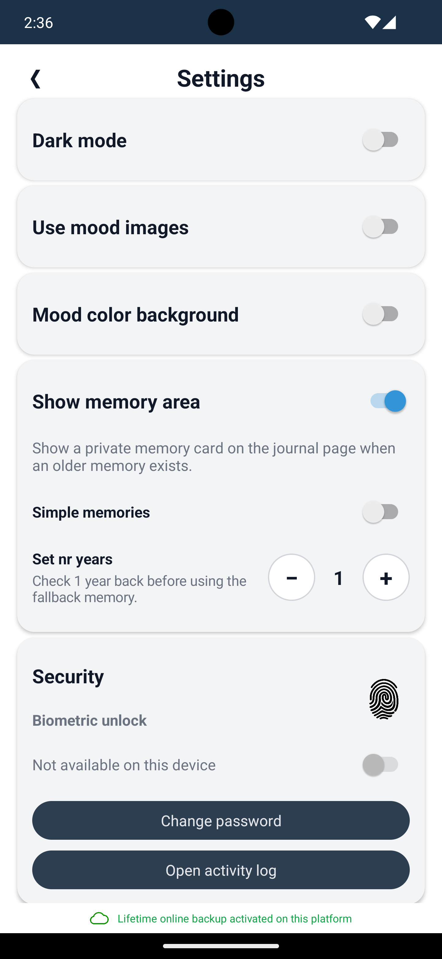 Personalized Journal Settings