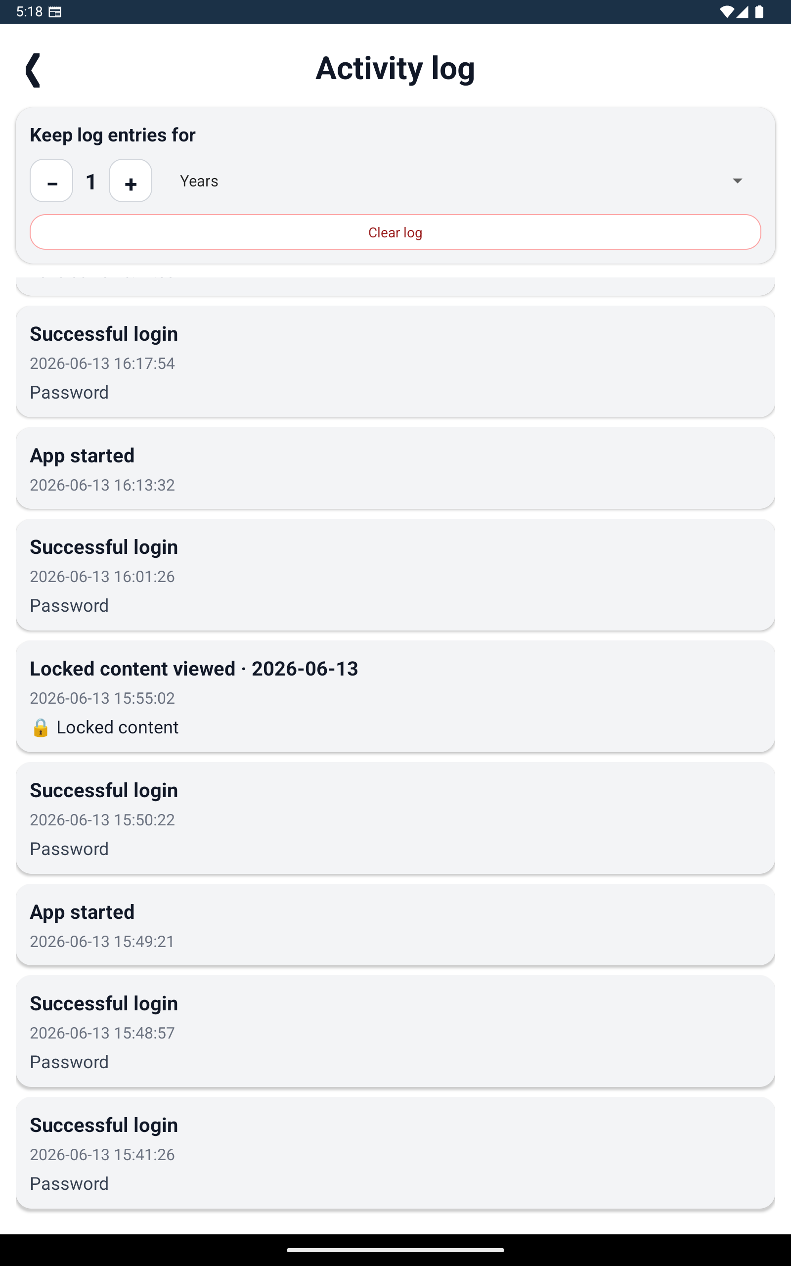 Activity History on Tablet