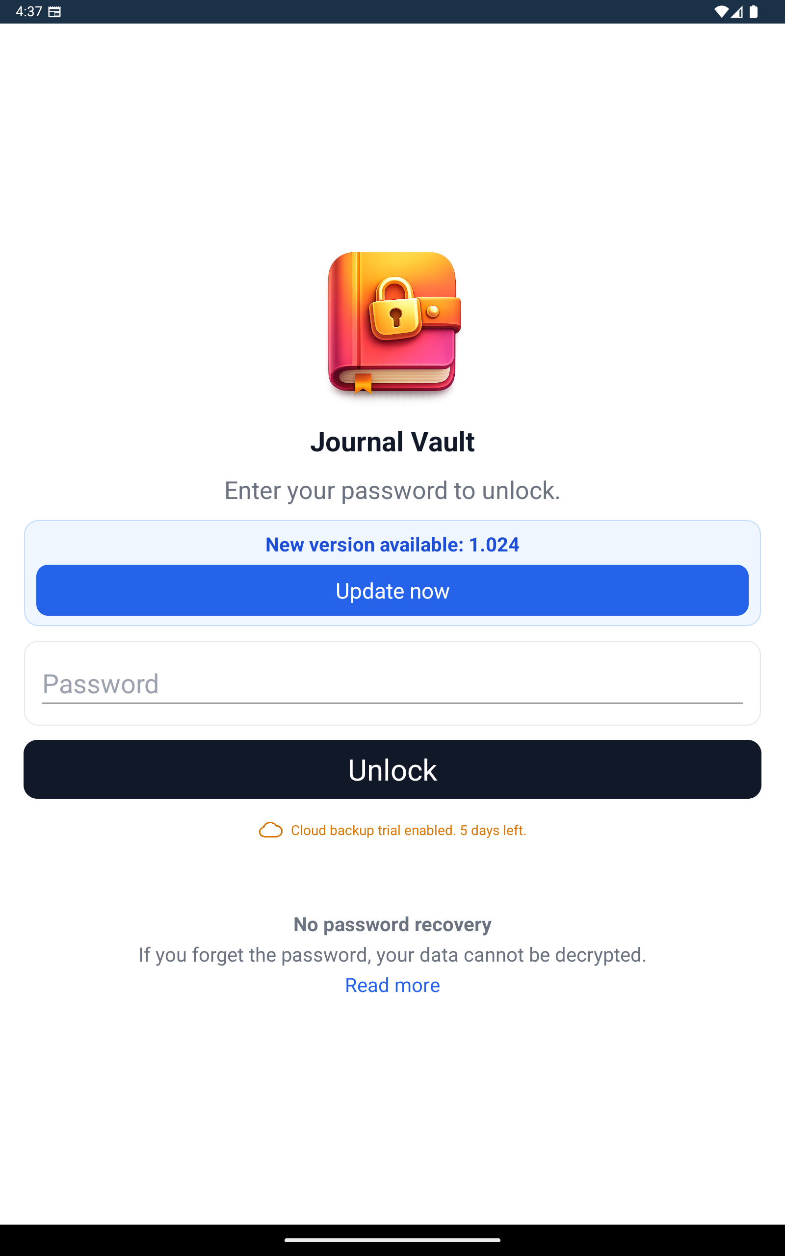 Login with Update Notice