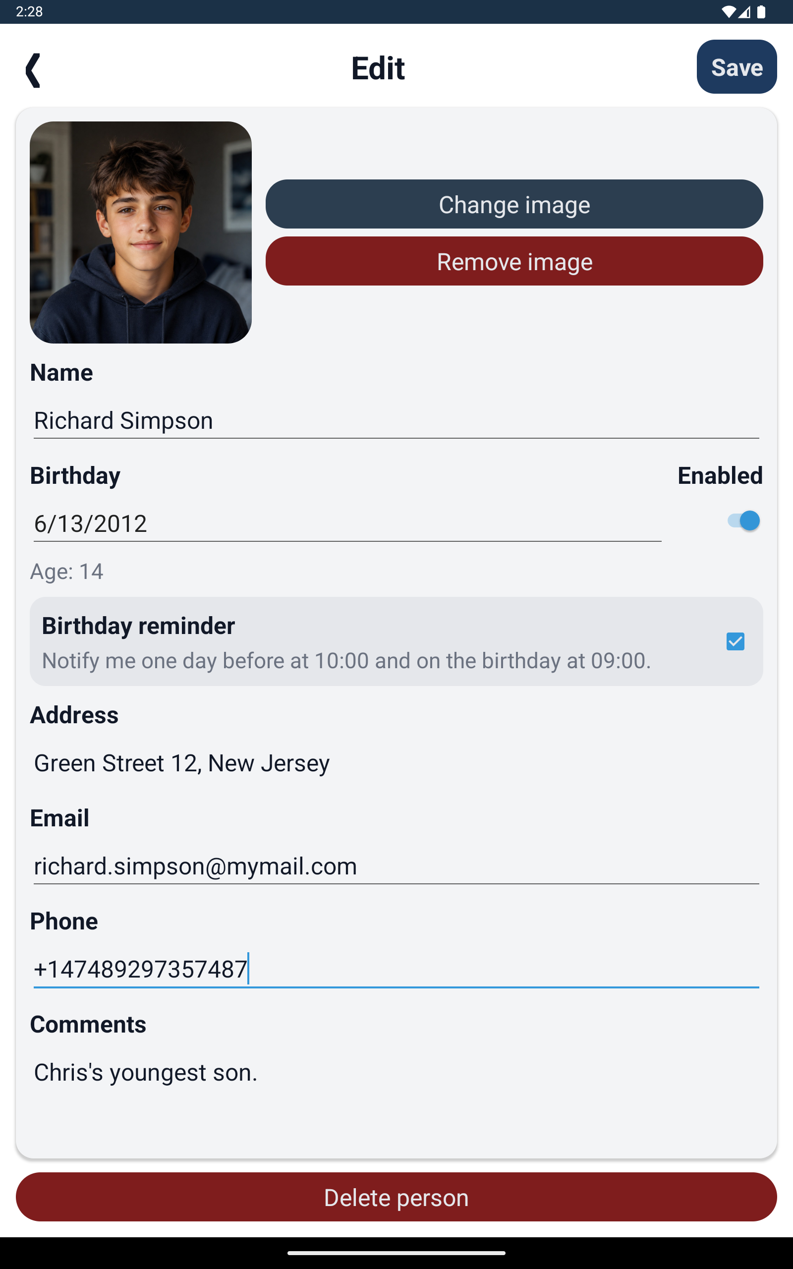 Person Profile on Tablet