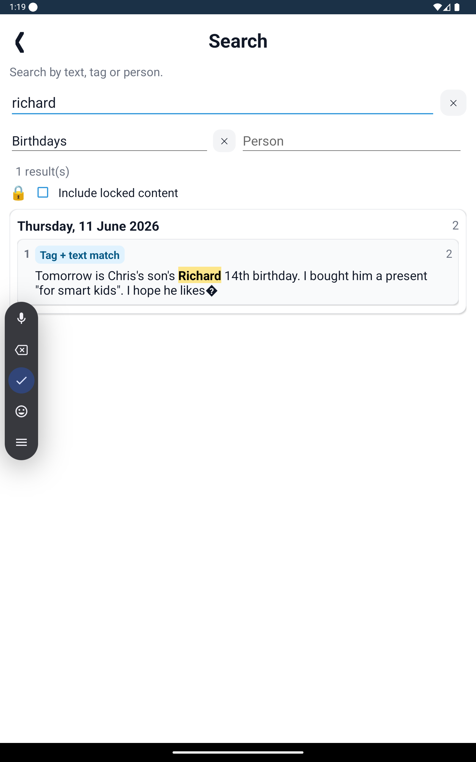 Tablet Tag Search