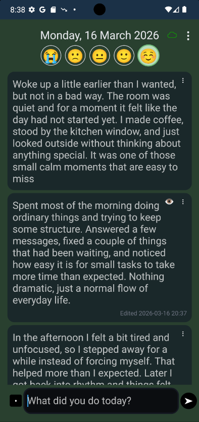 Journal Vault app screen showing the entry editor